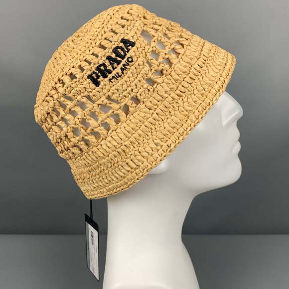 PRADA Beige Natural Crochet Viscose Bucket Hat - Picture 3 of 7